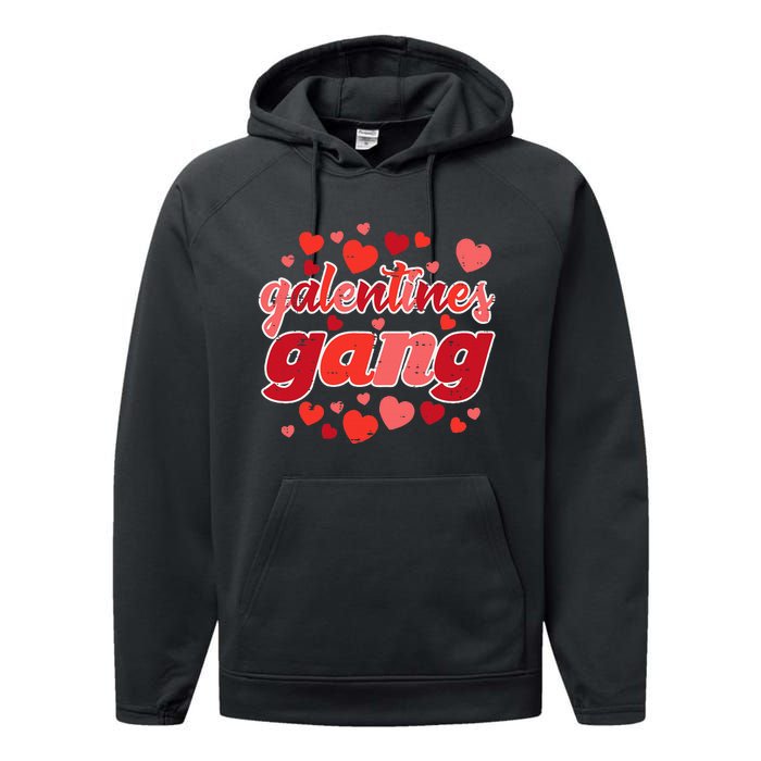 Valentines Day Galentines Gang Funny Valentine Performance Fleece Hoodie