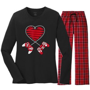 Valentines Day Gamer Shirt Controller Kids Boys Valentine Women's Long Sleeve Flannel Pajama Set 