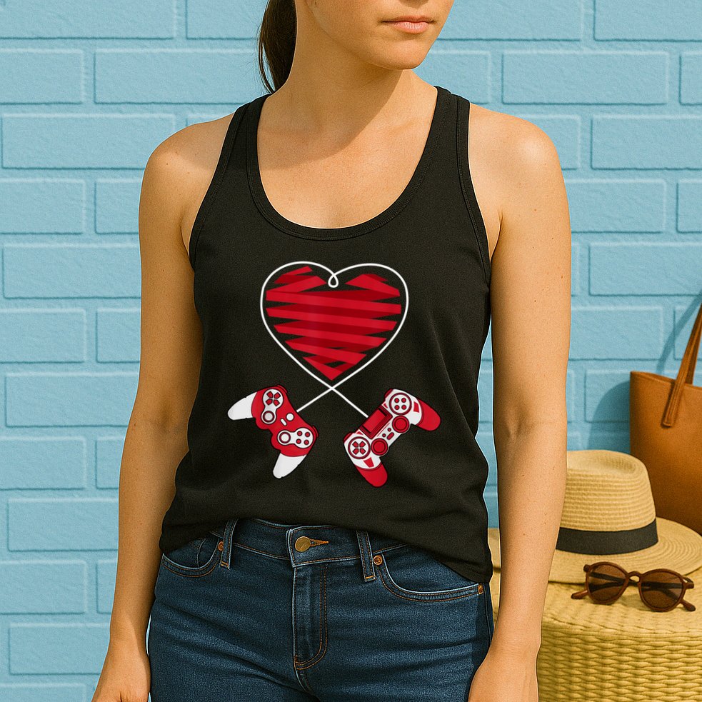 Valentines Day Gamer Shirt Controller Kids Boys Valentine Womens Tank Top