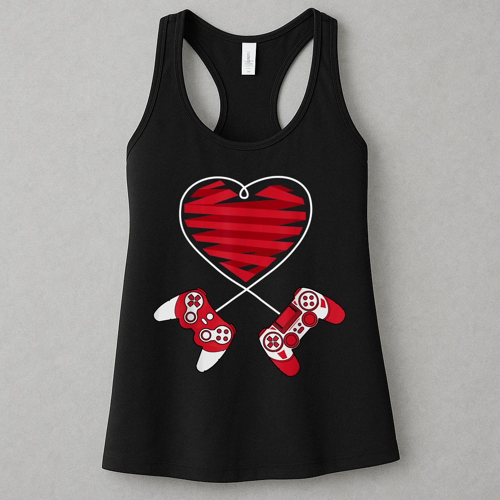 Valentines Day Gamer Shirt Controller Kids Boys Valentine Womens Tank Top