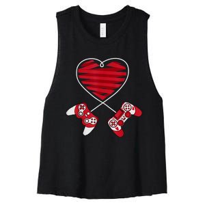 Valentines Day Gamer Shirt Controller Kids Boys Valentine Women's Racerback Cropped Tank