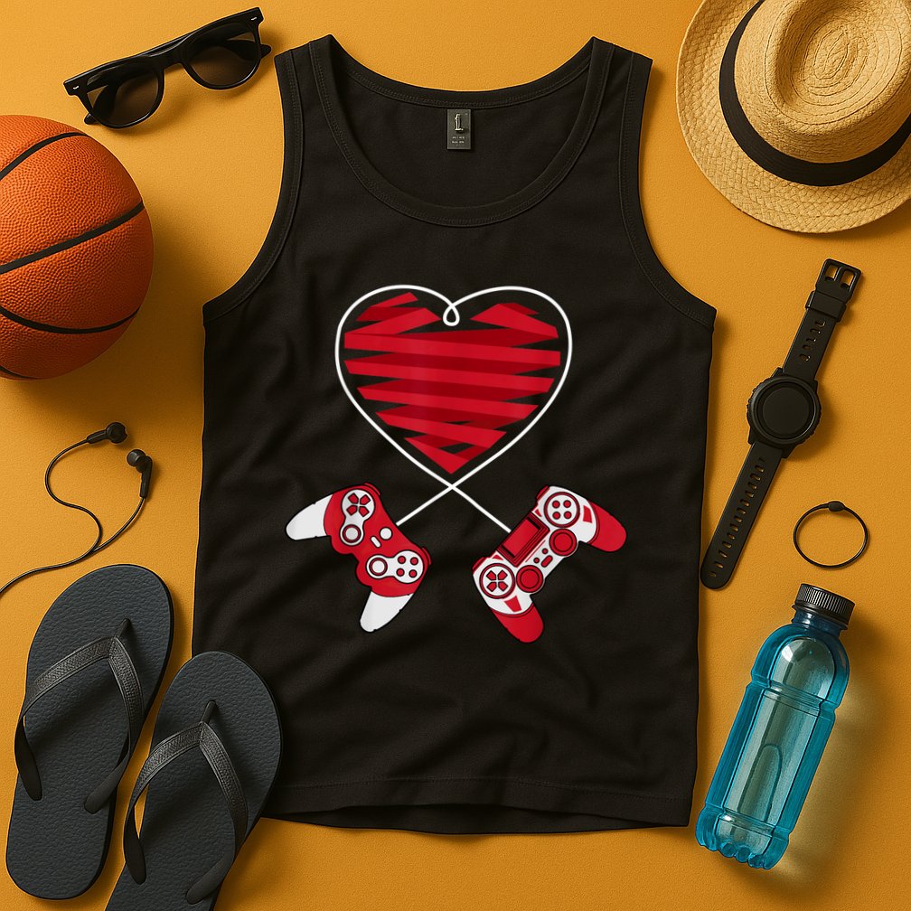 Valentines Day Gamer Shirt Controller Kids Boys Valentine Tank Top
