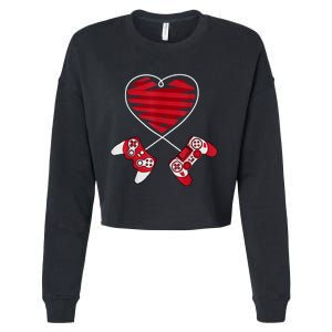 Valentines Day Gamer Shirt Controller Kids Boys Valentine Cropped Pullover Crew