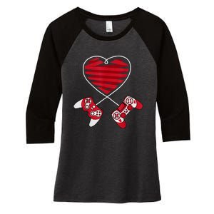 Valentines Day Gamer Shirt Controller Kids Boys Valentine Women's Tri-Blend 3/4-Sleeve Raglan Shirt