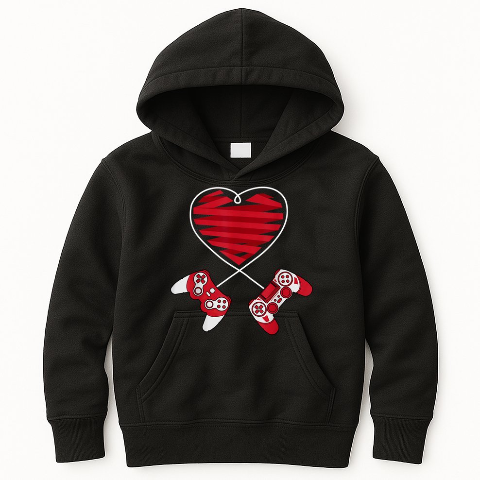 Valentines Day Gamer Shirt Controller Kids Boys Valentine Kids Hoodie