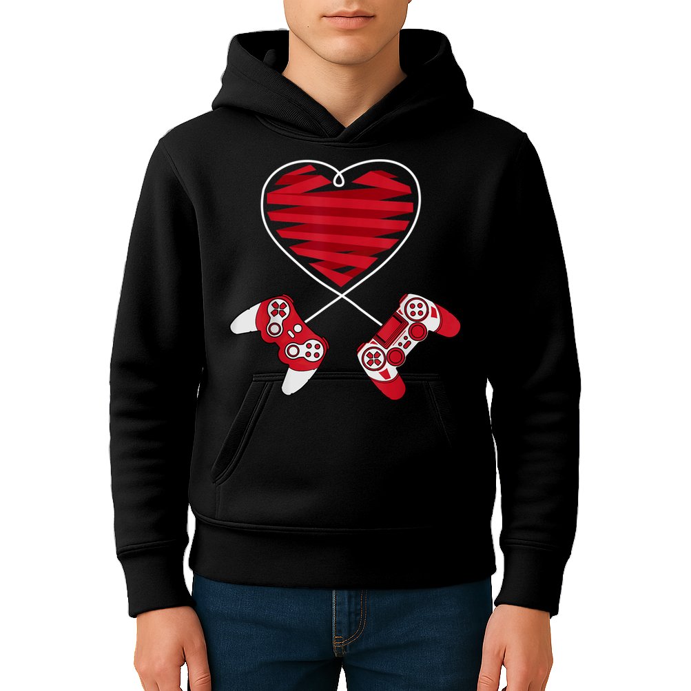 Valentines Day Gamer Shirt Controller Kids Boys Valentine Kids Hoodie