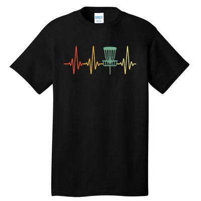 Vintage Disc Golf Retro Heartbeat Gift Disc Golf Gift Tall T-Shirt