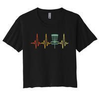 Vintage Disc Golf Retro Heartbeat Gift Disc Golf Gift Women's Crop Top Tee