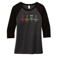 Vintage Disc Golf Retro Heartbeat Gift Disc Golf Gift Women's Tri-Blend 3/4-Sleeve Raglan Shirt