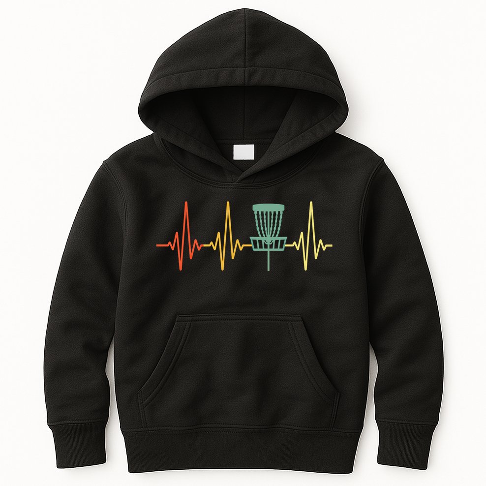 Vintage Disc Golf Retro Heartbeat Gift Disc Golf Gift Kids Hoodie