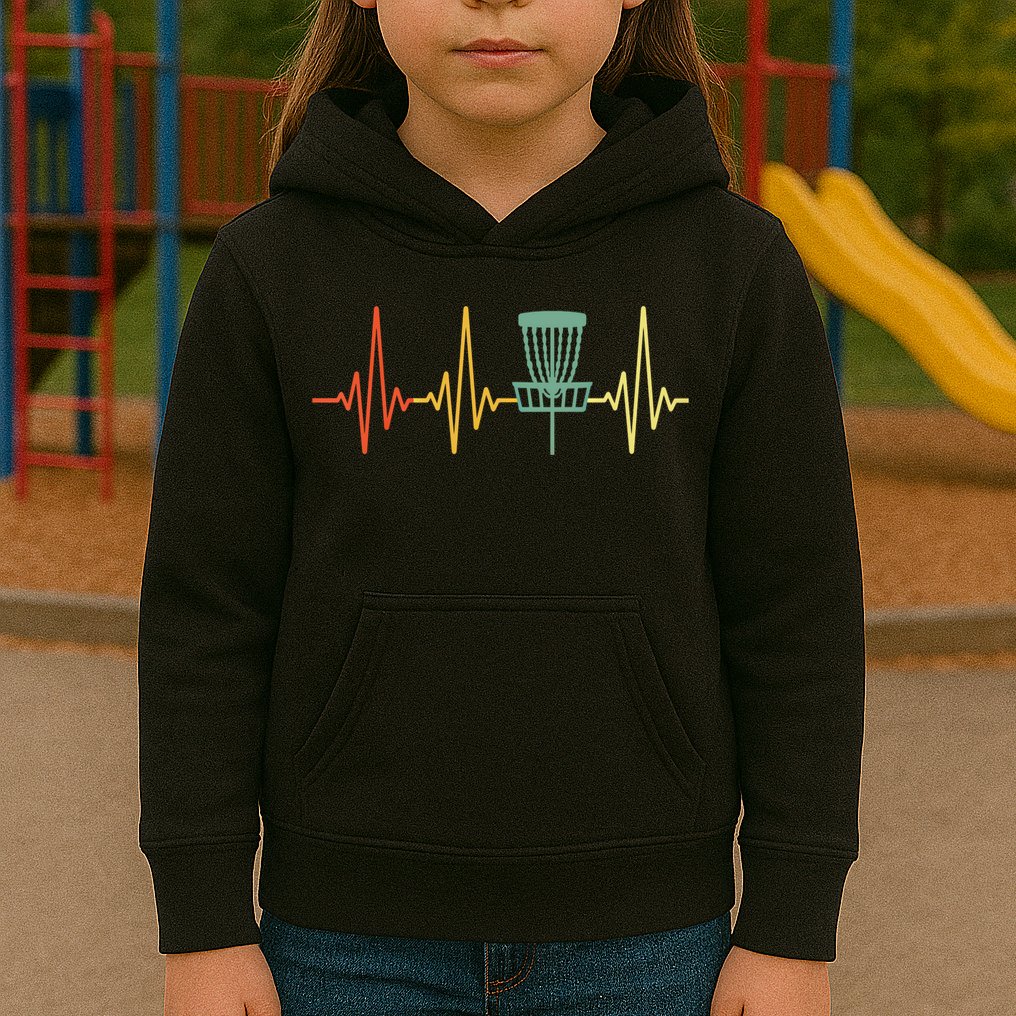 Vintage Disc Golf Retro Heartbeat Gift Disc Golf Gift Kids Hoodie