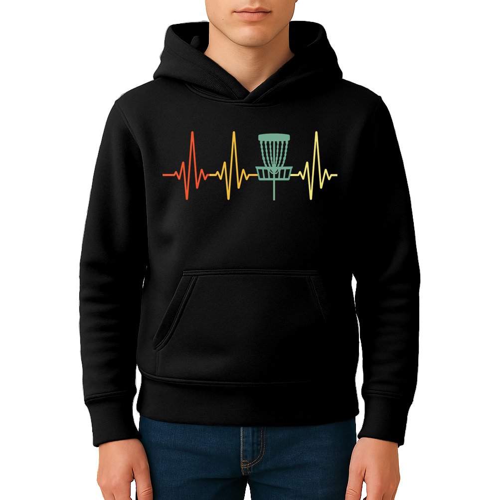 Vintage Disc Golf Retro Heartbeat Gift Disc Golf Gift Kids Hoodie