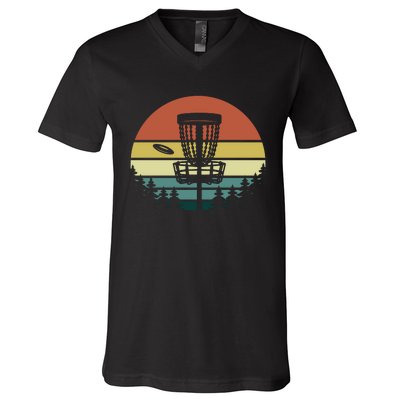 Vintage Disc Golf Frisbee Golf Golfing Basket V-Neck T-Shirt