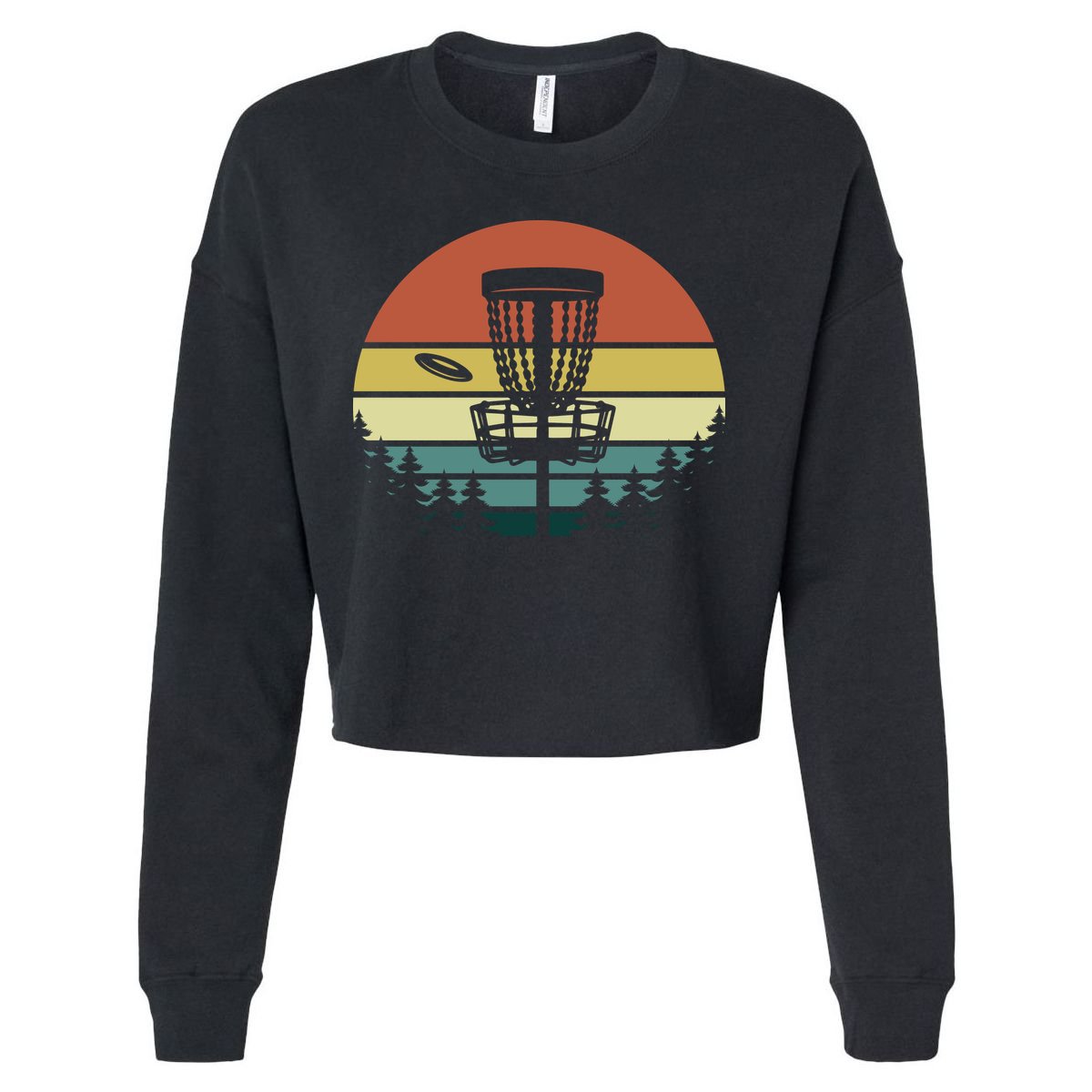 Vintage Disc Golf Frisbee Golf Golfing Basket Cropped Pullover Crew