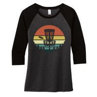 Vintage Disc Golf Frisbee Golf Golfing Basket Women's Tri-Blend 3/4-Sleeve Raglan Shirt