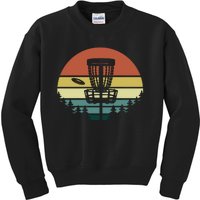 Vintage Disc Golf Frisbee Golf Golfing Basket Kids Sweatshirt