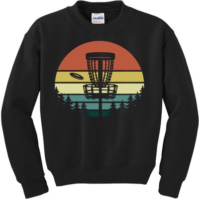 Vintage Disc Golf Frisbee Golf Golfing Basket Kids Sweatshirt