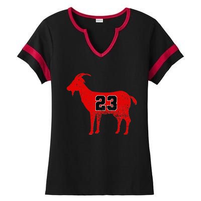 Vintage Distressed GOAT 23 Apparel Short Sleeve Ladies Halftime Notch Neck Tee