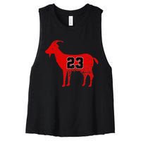 Vintage Distressed GOAT 23 Apparel Short Sleeve Women's Racerback Cropped Tank