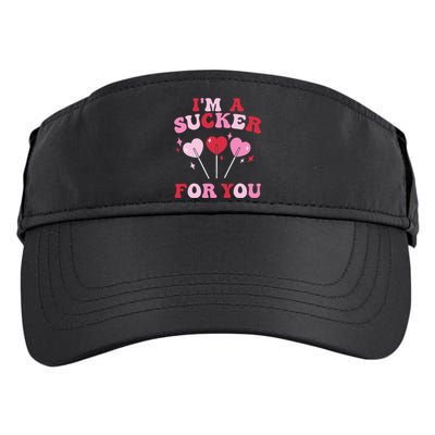 Valentines Day Groovy Cute Retro Im A Sucker For You Adult Drive Performance Visor