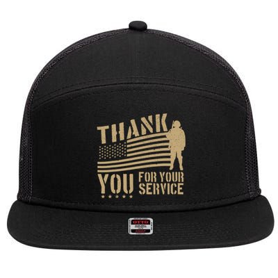 Veterans Day Gift Thank You Veterans Usa Flag Memorial Day Gift 7 Panel Mesh Trucker Snapback Hat