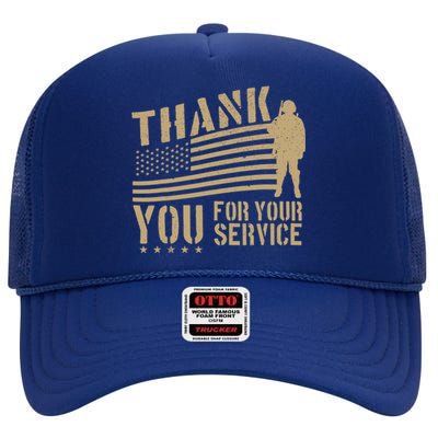 Veterans Day Gift Thank You Veterans Usa Flag Memorial Day Gift High Crown Mesh Back Trucker Hat