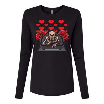 Valentine Day Gamer Skeleton Gaming Gift Womens Cotton Relaxed Long Sleeve T-Shirt