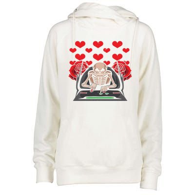 Valentine Day Gamer Skeleton Gaming Gift Womens Funnel Neck Pullover Hood