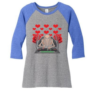 Valentine Day Gamer Skeleton Gaming Gift Women's Tri-Blend 3/4-Sleeve Raglan Shirt