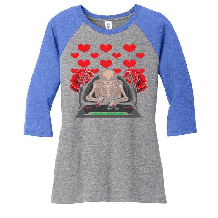 Valentine Day Gamer Skeleton Gaming Gift Women's Tri-Blend 3/4-Sleeve Raglan Shirt