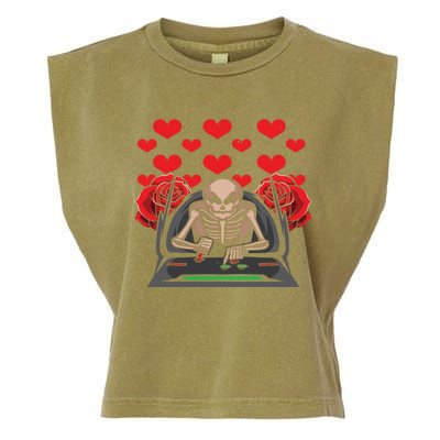 Valentine Day Gamer Skeleton Gaming Gift Garment-Dyed Women's Muscle Tee