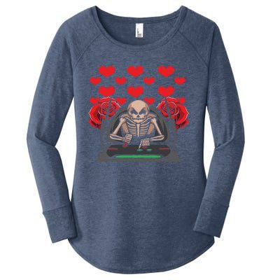 Valentine Day Gamer Skeleton Gaming Gift Women's Perfect Tri Tunic Long Sleeve Shirt