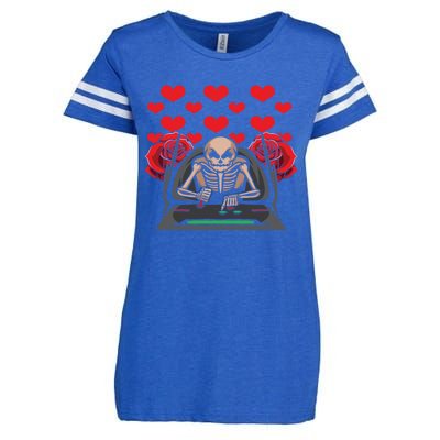 Valentine Day Gamer Skeleton Gaming Gift Enza Ladies Jersey Football T-Shirt