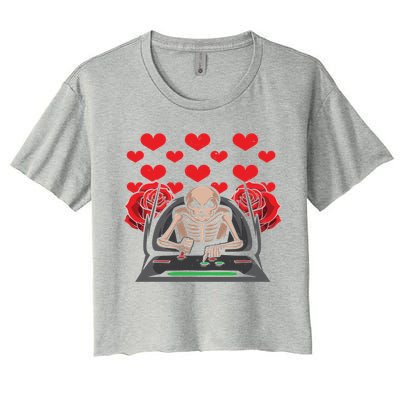 Valentine Day Gamer Skeleton Gaming Gift Women's Crop Top Tee