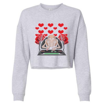 Valentine Day Gamer Skeleton Gaming Gift Cropped Pullover Crew