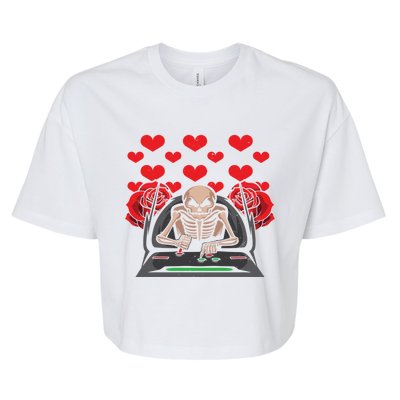 Valentine Day Gamer Skeleton Gaming Gift Bella+Canvas Jersey Crop Tee