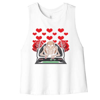 Valentine Day Gamer Skeleton Gaming Gift Women's Racerback Cropped Tank