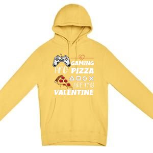 Valentines Day Gamer Funny Pizza Lover Valentine Pizza Funny Gift Premium Pullover Hoodie