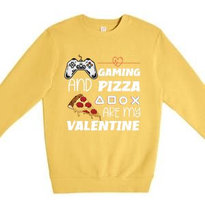 Valentines Day Gamer Funny Pizza Lover Valentine Pizza Funny Gift Premium Crewneck Sweatshirt