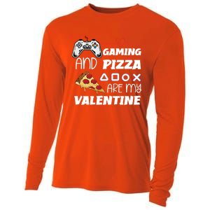 Valentines Day Gamer Funny Pizza Lover Valentine Pizza Funny Gift Cooling Performance Long Sleeve Crew