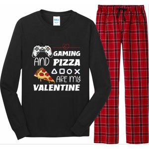 Valentines Day Gamer Funny Pizza Lover Valentine Pizza Funny Gift Long Sleeve Pajama Set