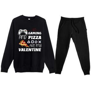 Valentines Day Gamer Funny Pizza Lover Valentine Pizza Funny Gift Premium Crewneck Sweatsuit Set