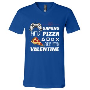 Valentines Day Gamer Funny Pizza Lover Valentine Pizza Funny Gift V-Neck T-Shirt