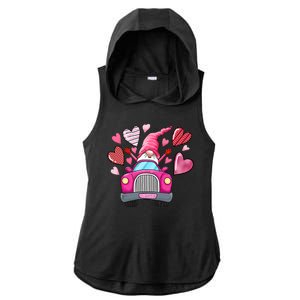 Valentines Day Gnome Heart Truck Ladies PosiCharge Tri-Blend Wicking Draft Hoodie Tank