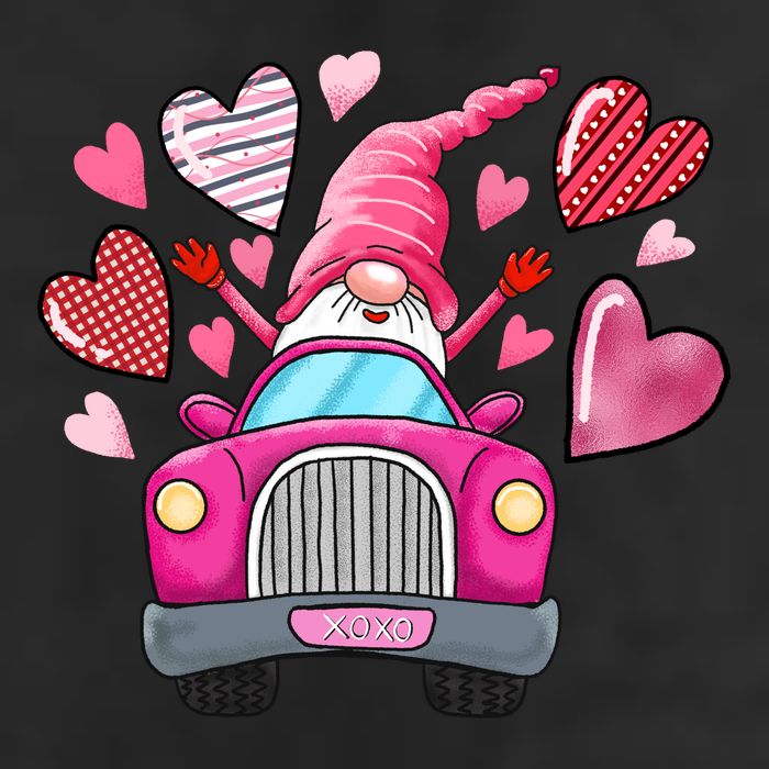 Valentines Day Gnome Heart Truck 7 Panel Mesh Trucker Snapback Hat