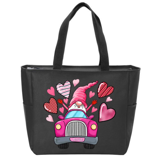 Valentines Day Gnome Heart Truck Zip Tote Bag