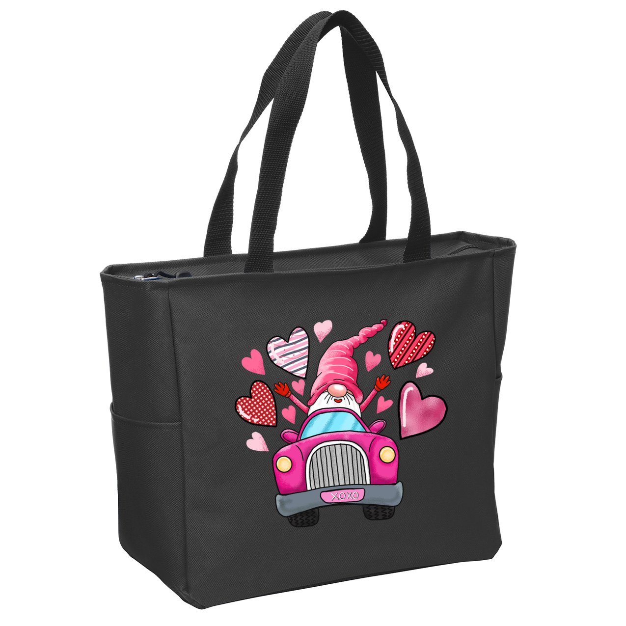 Valentines Day Gnome Heart Truck Zip Tote Bag