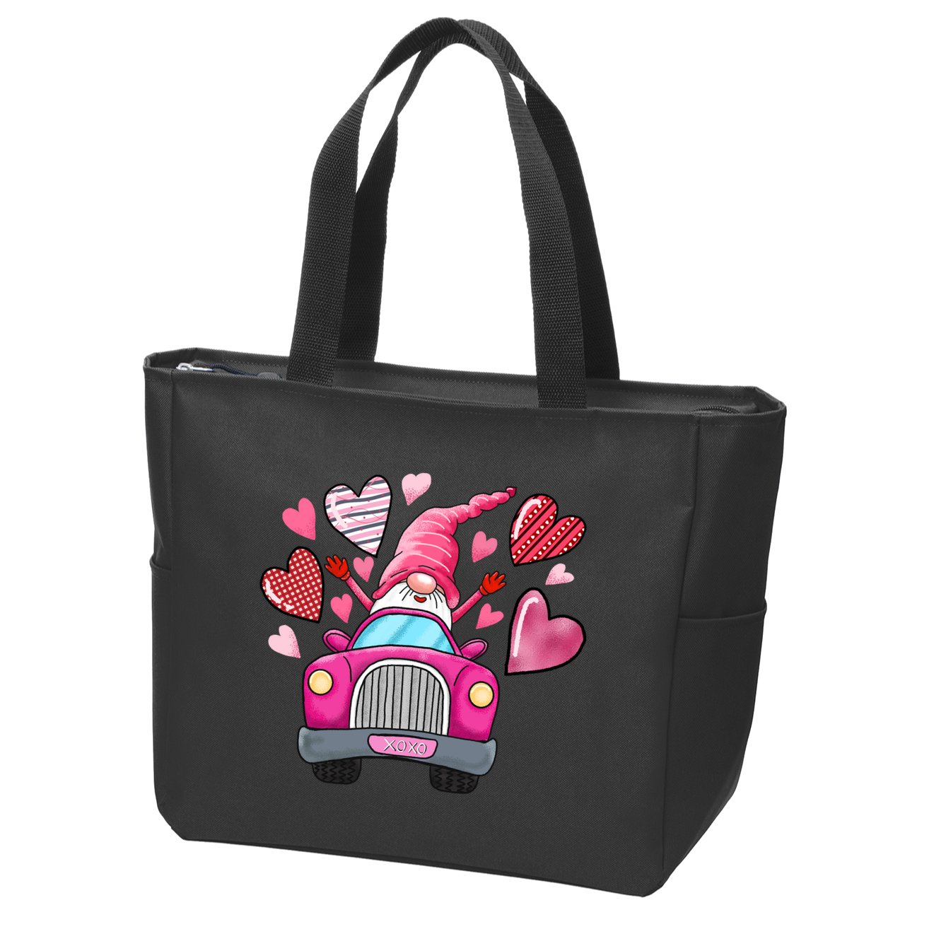 Valentines Day Gnome Heart Truck Zip Tote Bag