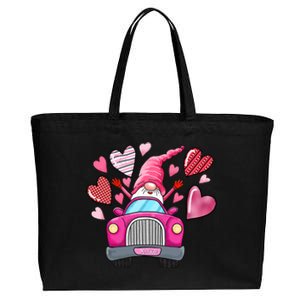 Valentines Day Gnome Heart Truck Cotton Canvas Jumbo Tote