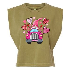 Valentines Day Gnome Heart Truck Garment-Dyed Women's Muscle Tee